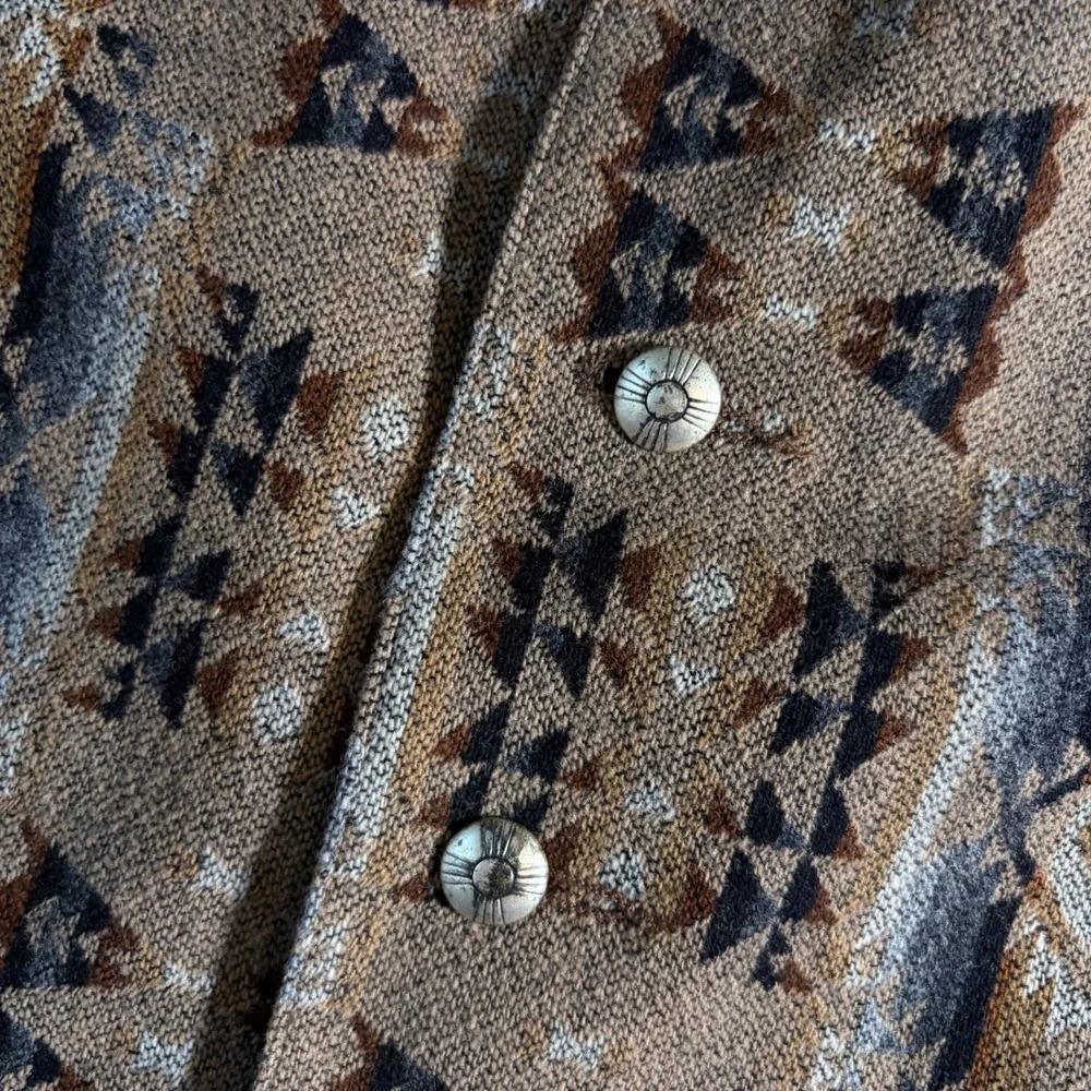 Pendleton Mens XXL Wool Vest Southwestern Aztec Geometric Brown Concho Button